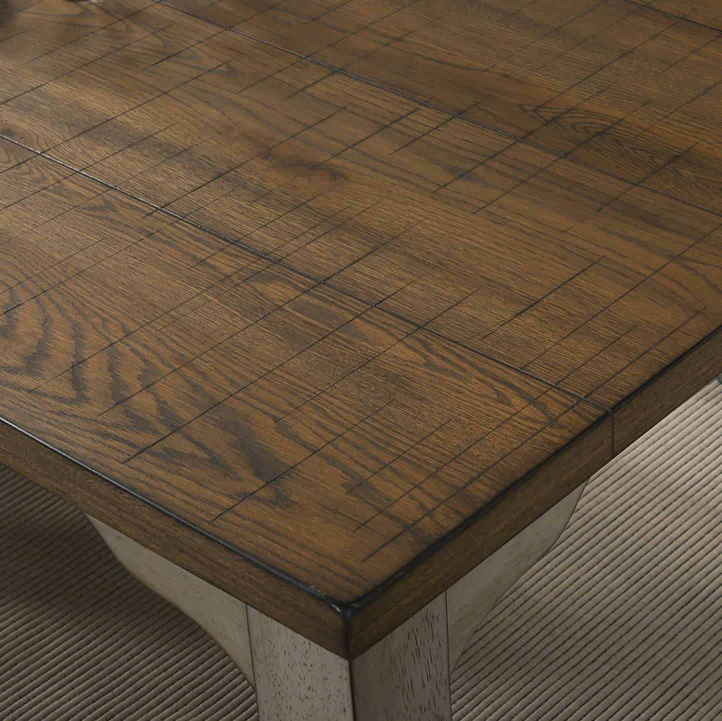 Breda Antique Gray and Dark Oak Finished Wood Dining Table