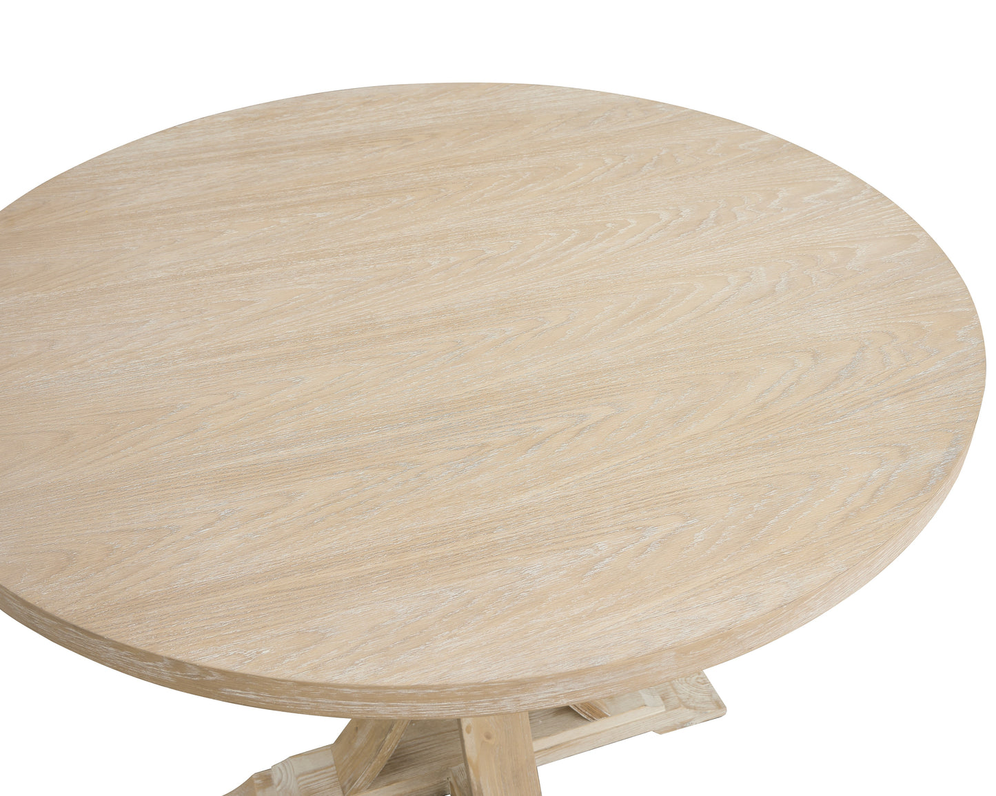 White-washed Finish Round Pedestal Dining Table