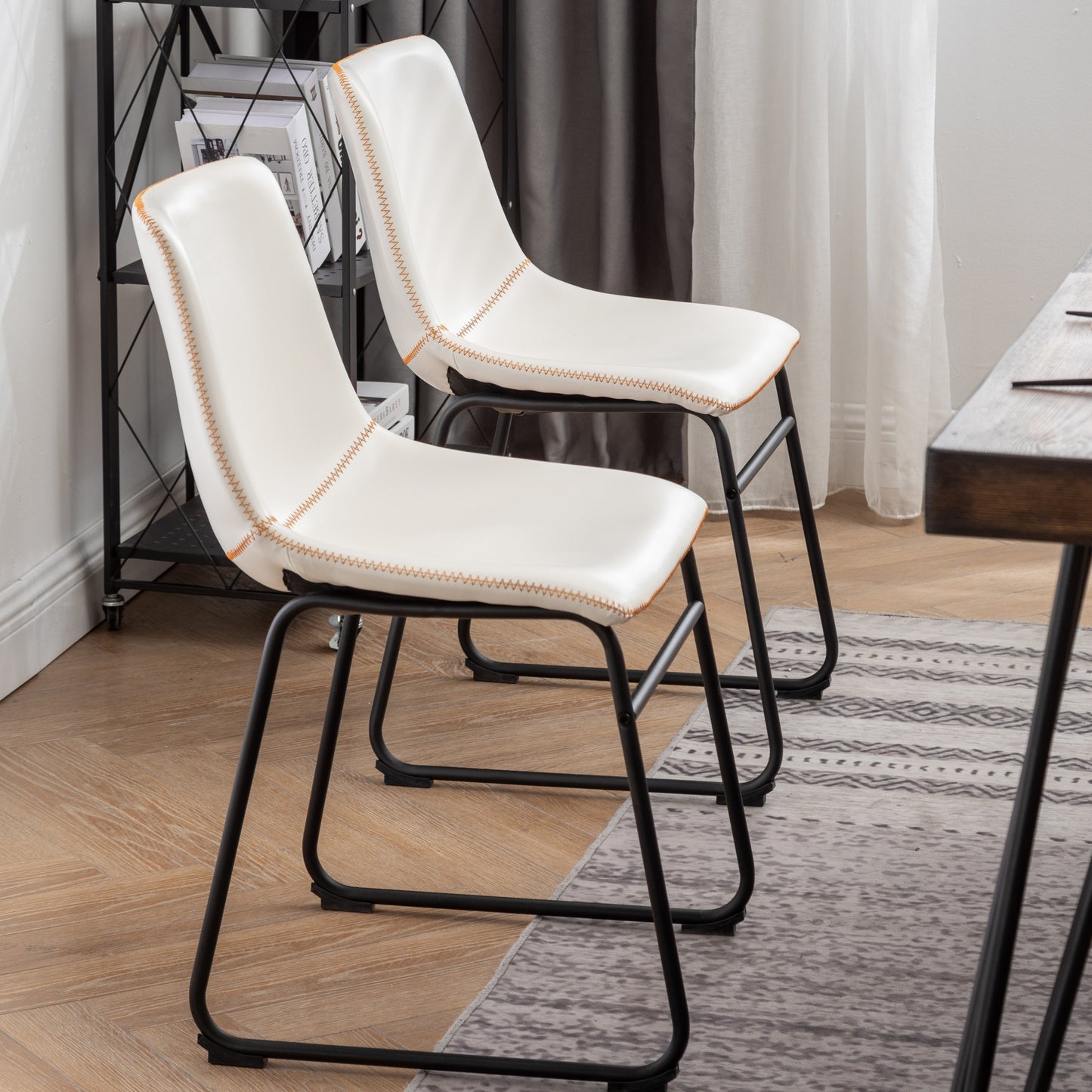 Aryven Industrial 7-Piece Dining Set, Antique White