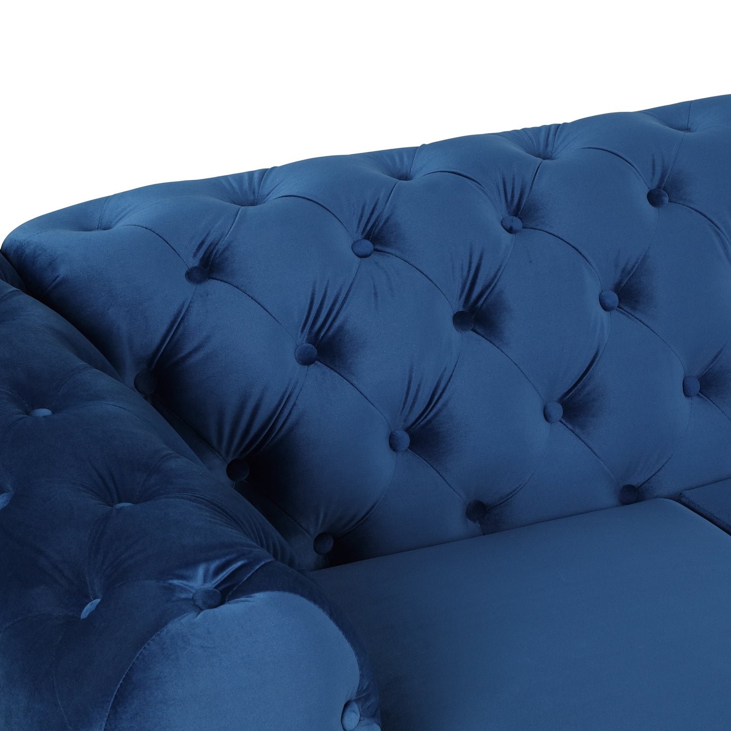 Velvet Upholstered Accent Chair with Button Tufted Back, Ideal for Living Room, Bedroom, or Small Spaces - 40.5 Inch, Blue