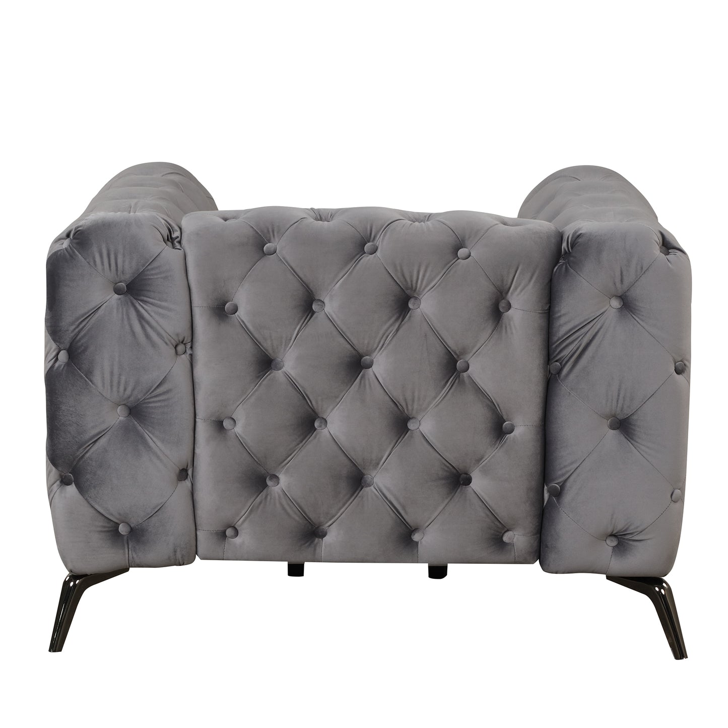 Velvet Upholstered Accent Chair with Button Tufted Back, Ideal for Living Room, Bedroom, or Small Spaces - 40.5 Inch, Gray