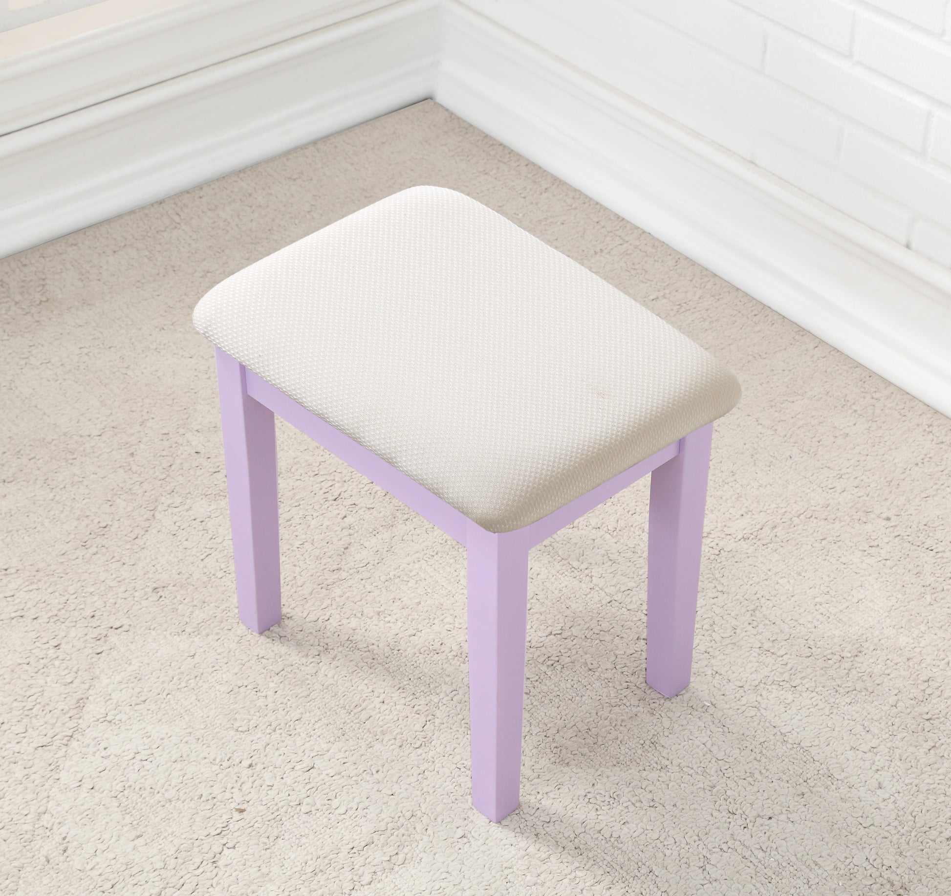 purple dressing table stool Upright purple upholstered dressing-table seat