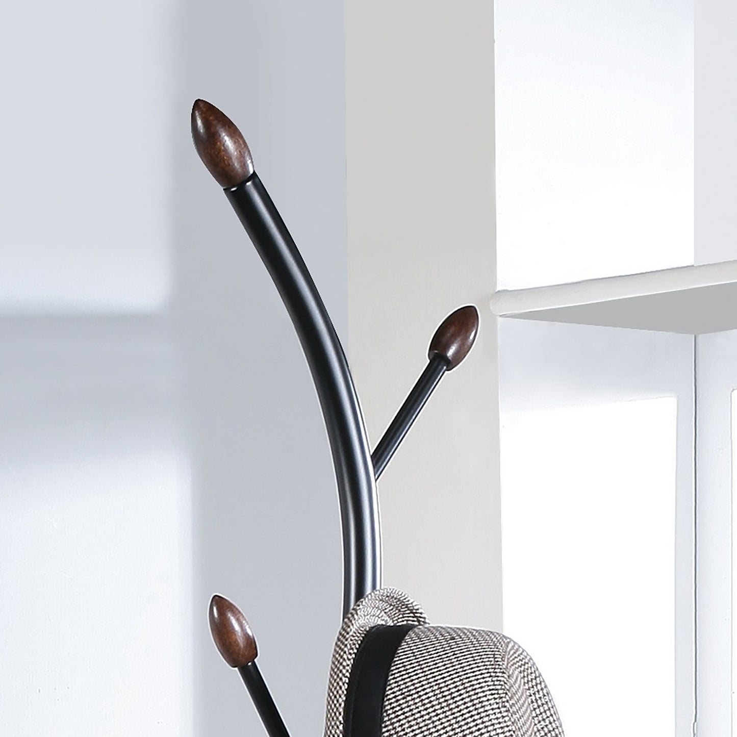 Arles Metal Black and Walnut Standing Coat Rack