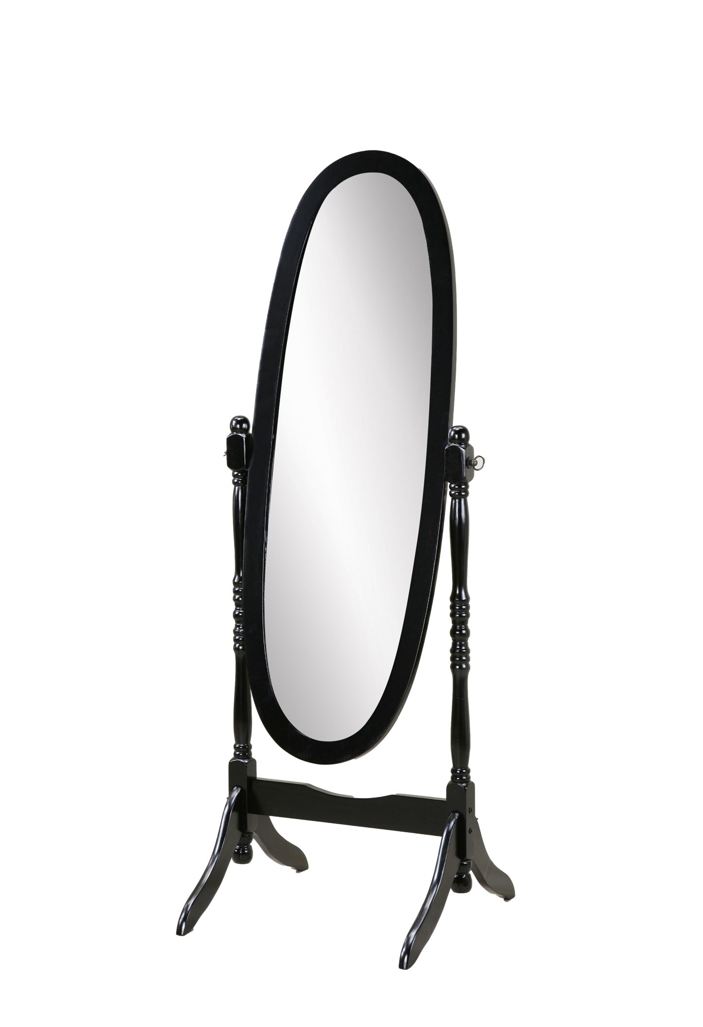 Audi Traditional Queen Anna Style Black Wood Floor Cheval Mirror