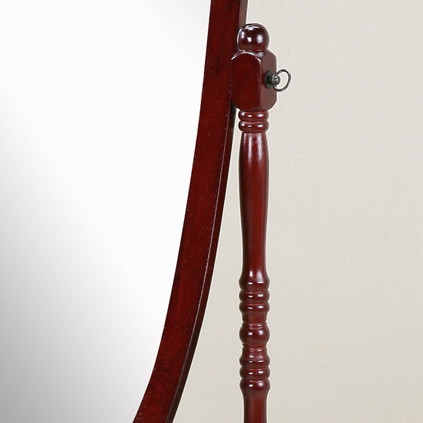 Traditional Style Wood Cheval Floor Mirror  in Cherry finish