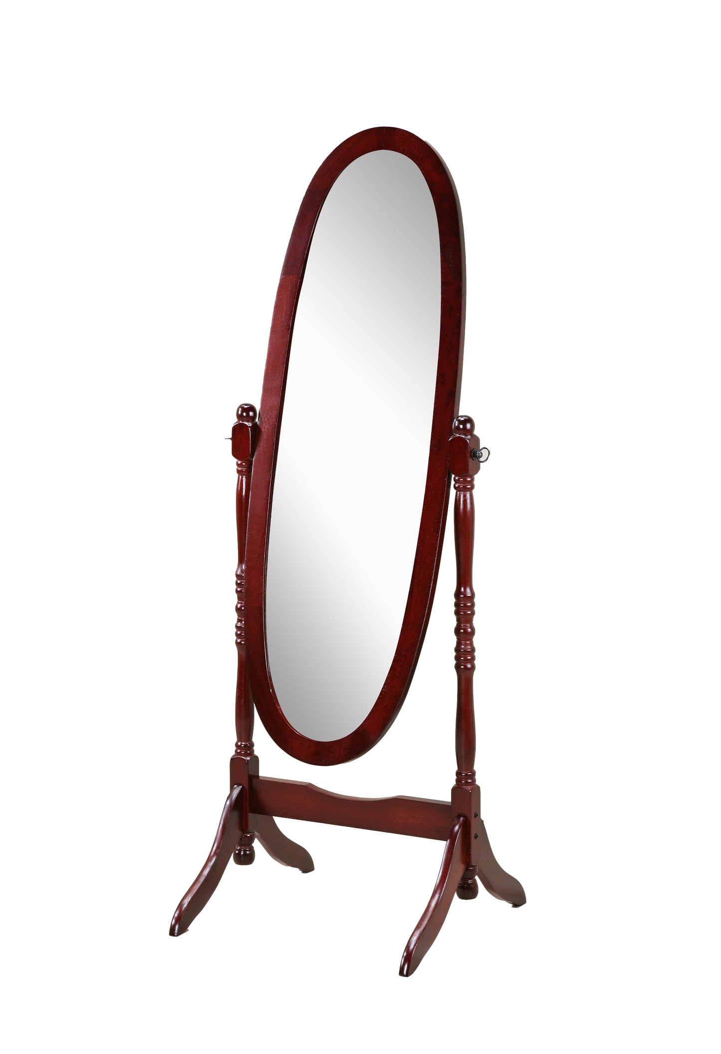 Traditional Style Wood Cheval Floor Mirror  in Cherry finish