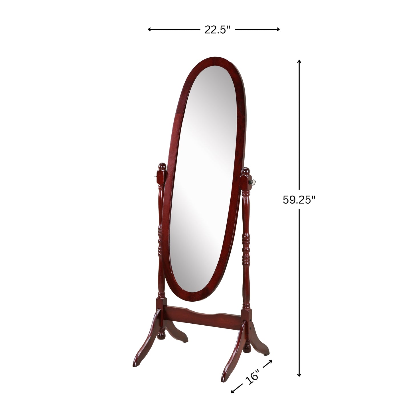 Roundhill Furniture Traditional Queen Anna Style Wood Floor Cheval Mirror