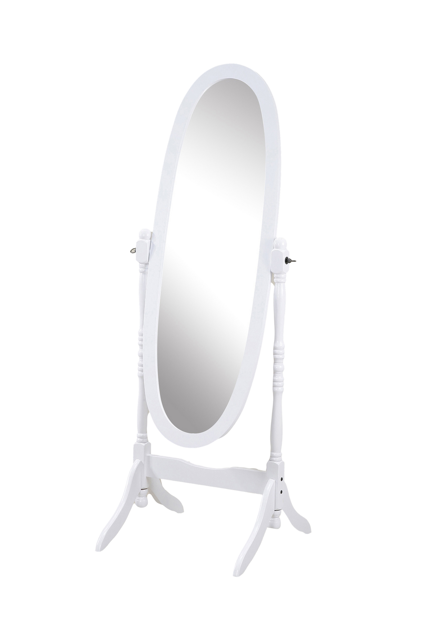 Traditional Style Wood Cheval Floor Mirror  in White finish