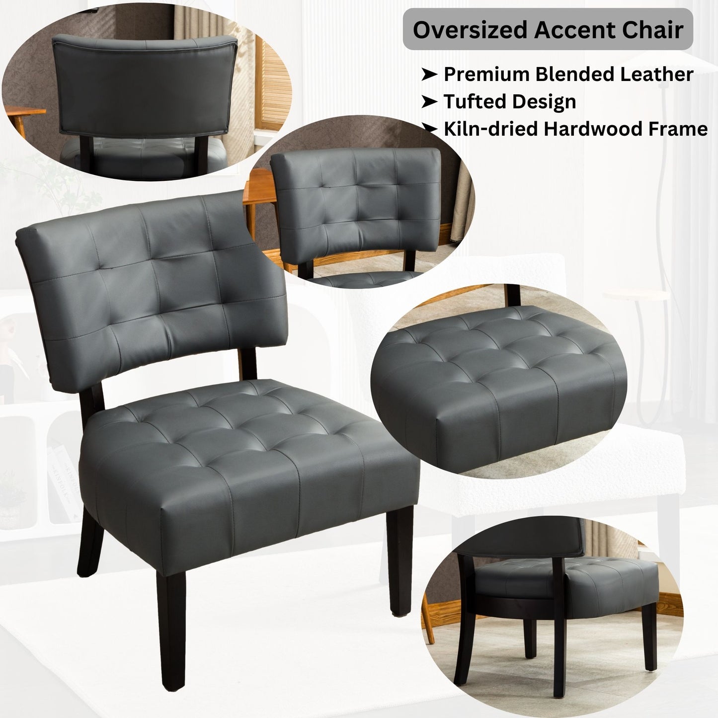 Movile Tufted Accent Chair, Oversized Seating