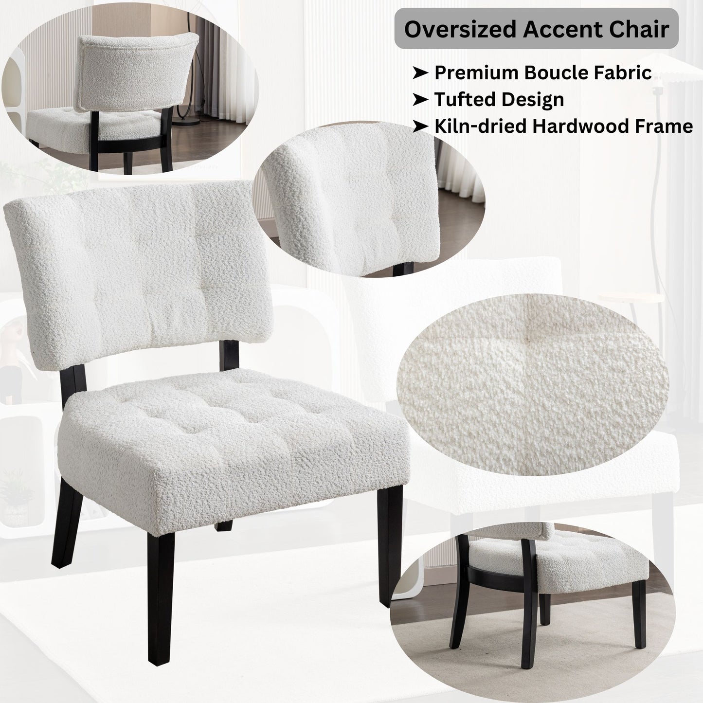 Movile Tufted Accent Chair, Oversized Seating