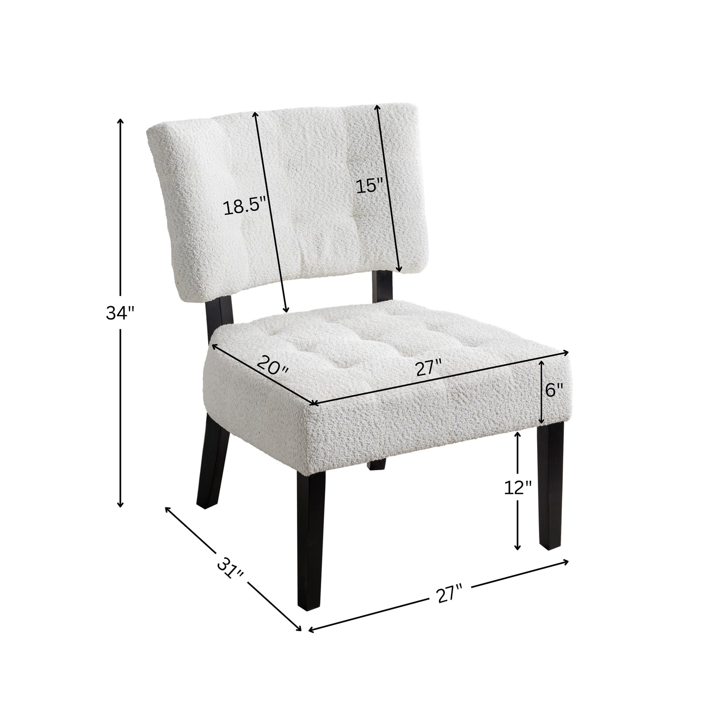 Ivory Blended Leather Tufted Back Accent Chair with Oversized Seating