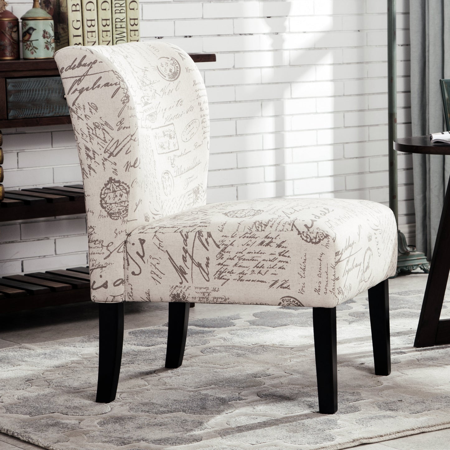 Capa Print Fabric Armless Contemporary Accent Chair