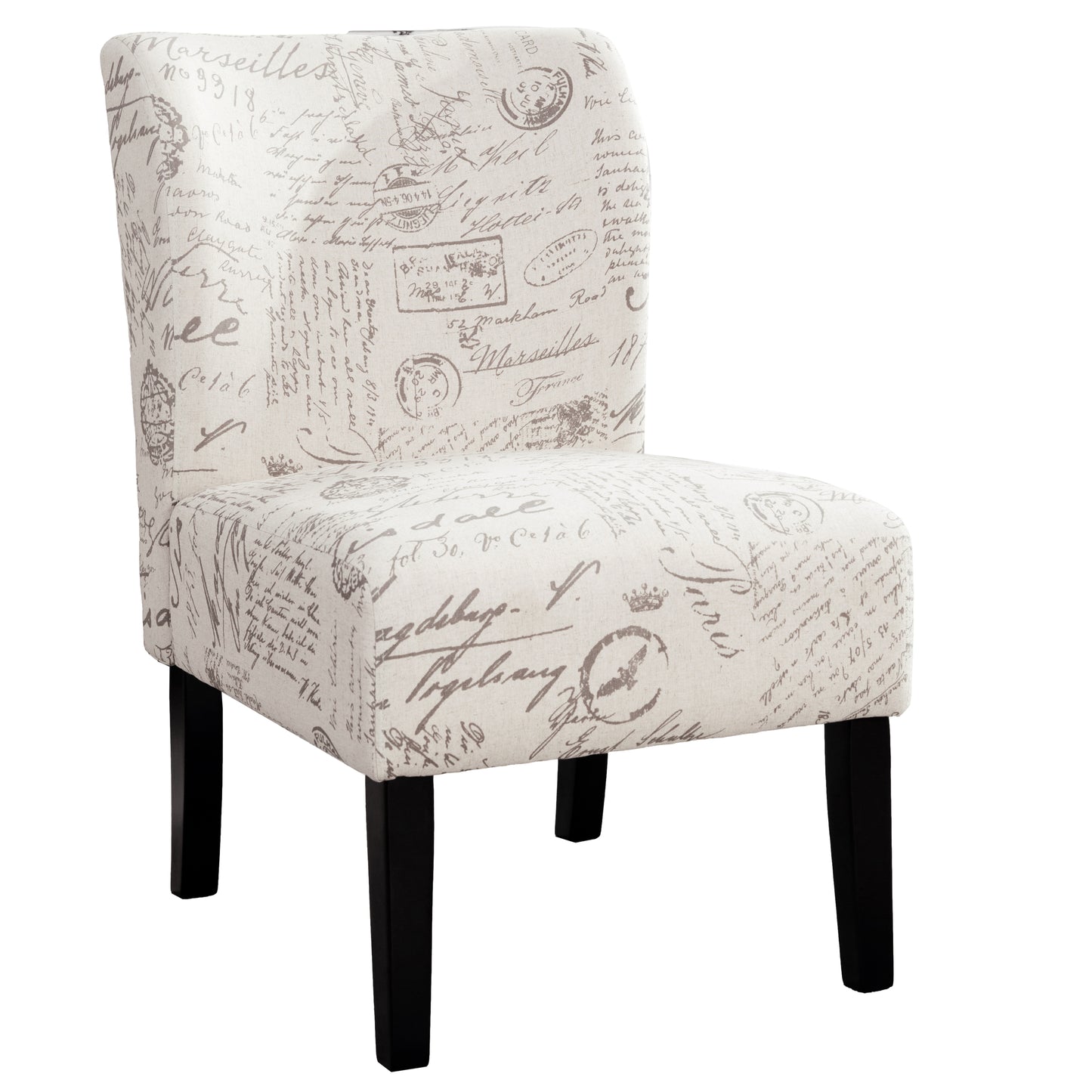 Capa Print Fabric Armless Contemporary Accent Chair