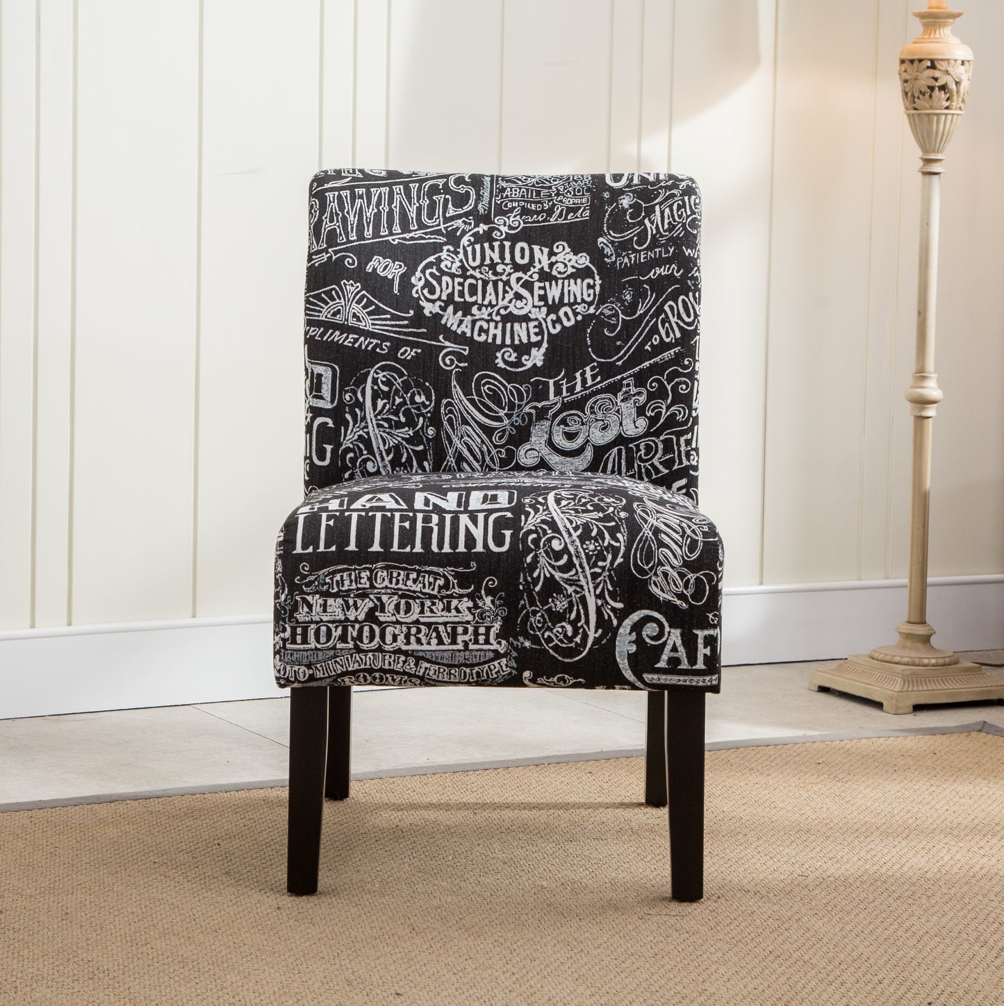 Capa Print Fabric Armless Contemporary Accent Chair