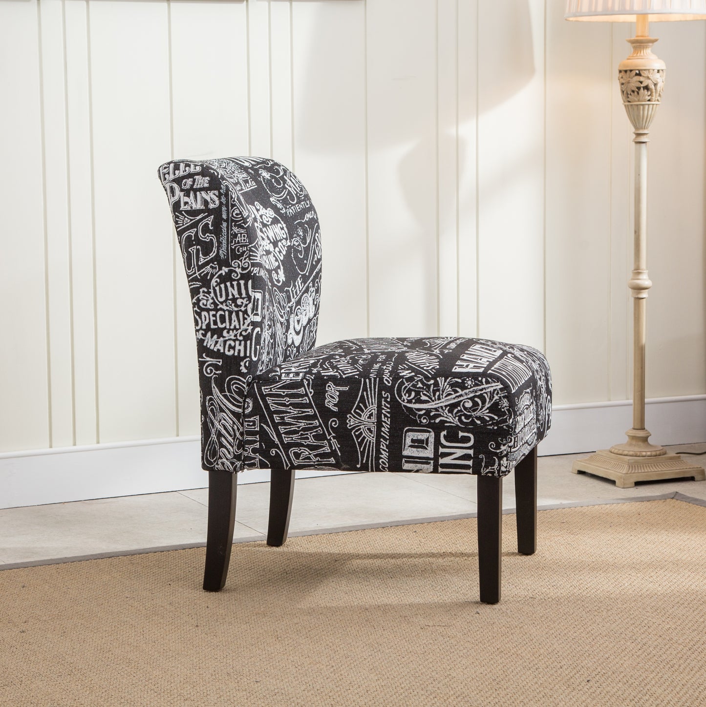 Capa Print Fabric Armless Contemporary Accent Chair