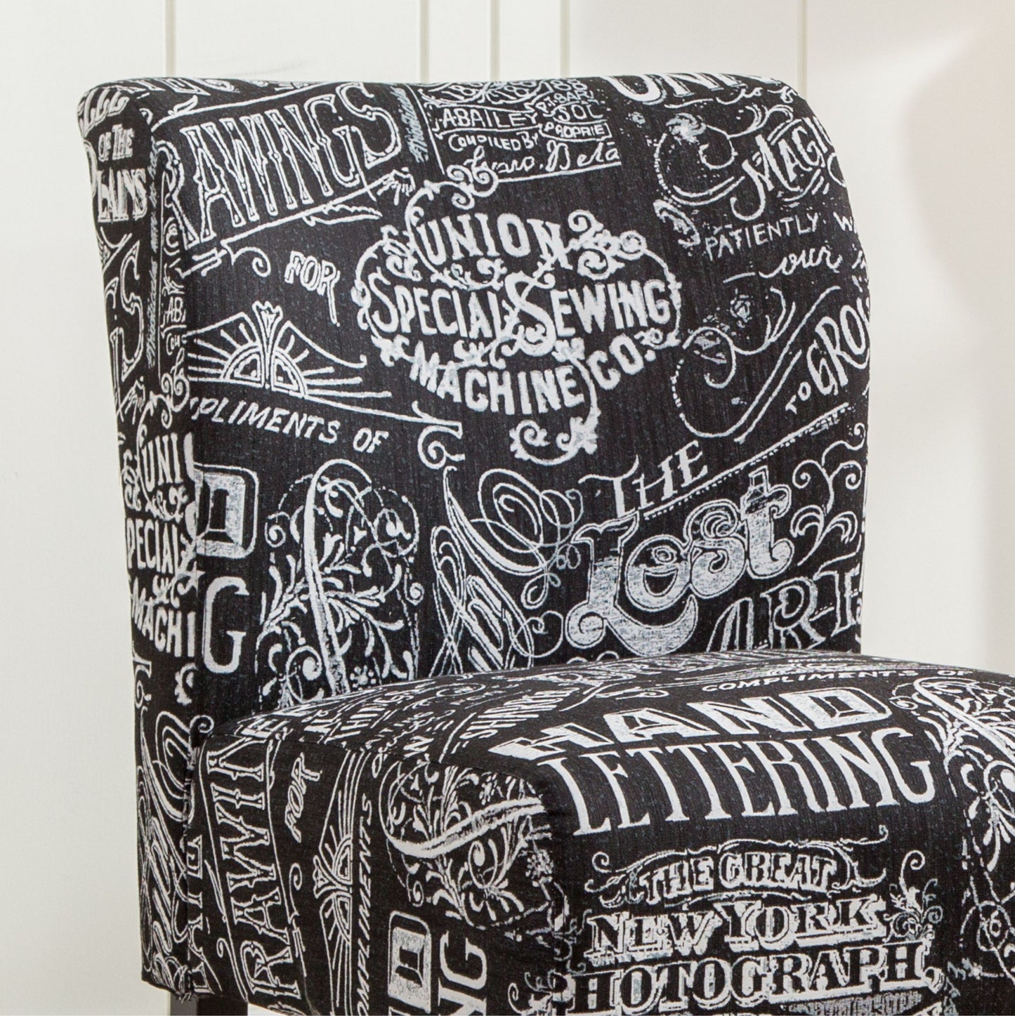 Capa Print Fabric Armless Contemporary Accent Chair