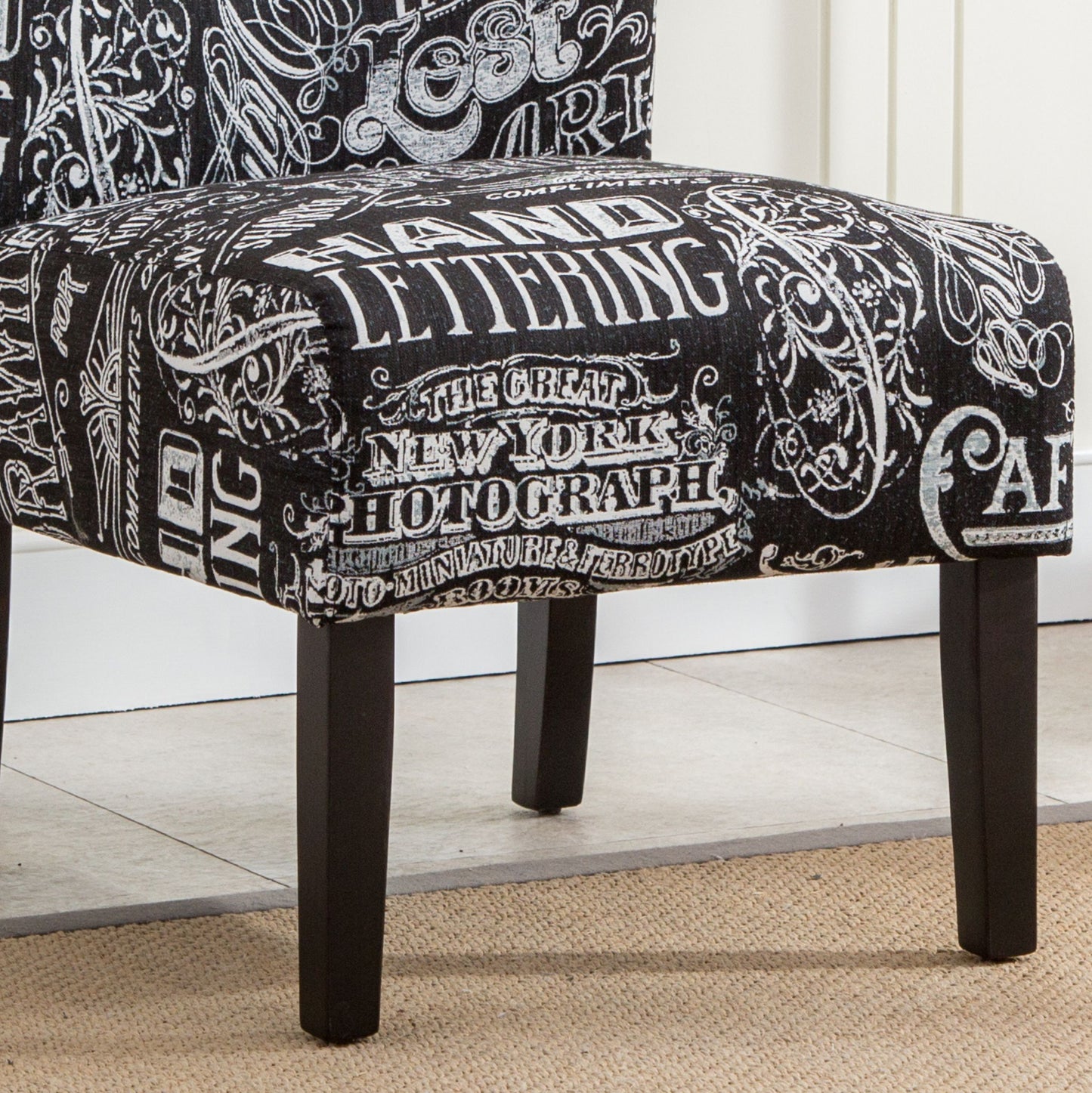 Capa Print Fabric Armless Contemporary Accent Chair