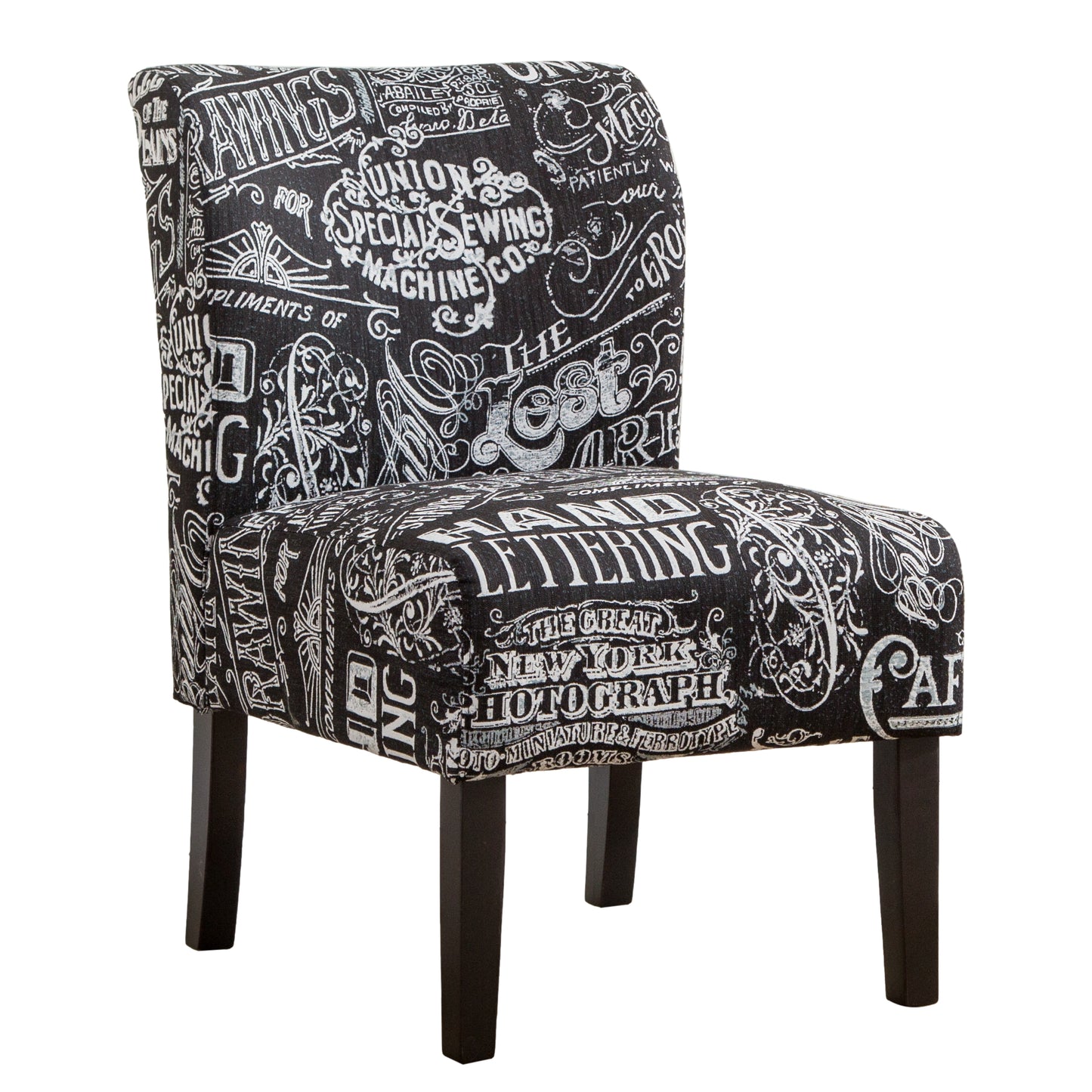 Capa Print Fabric Armless Contemporary Accent Chair