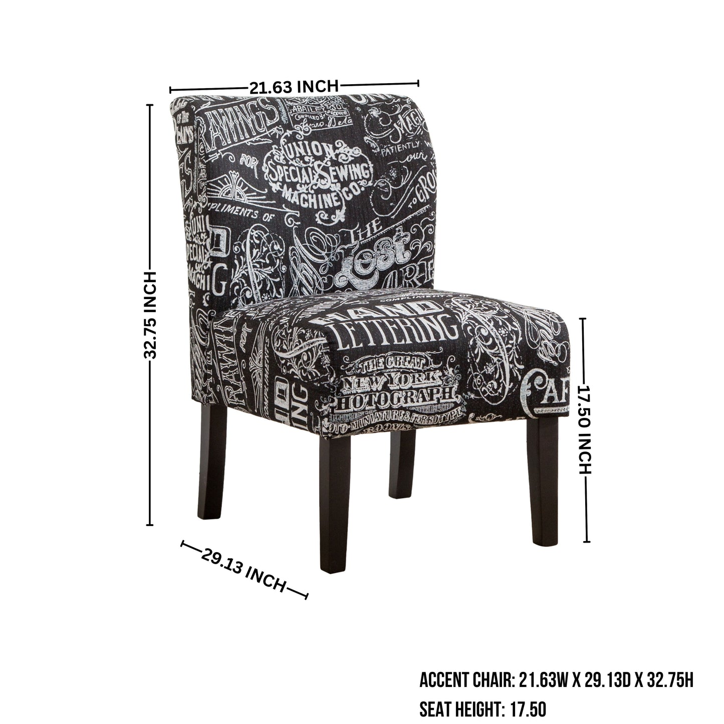 Capa Print Fabric Armless Contemporary Accent Chair