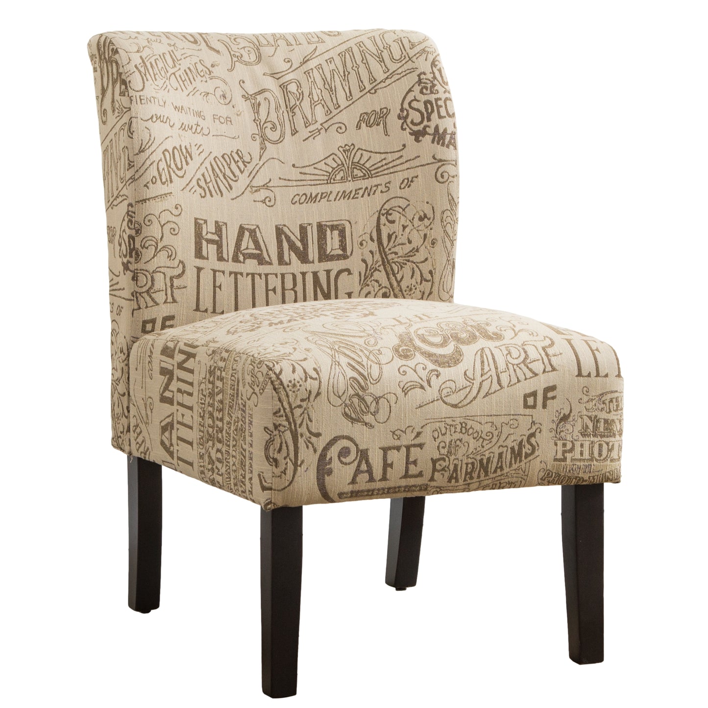 Capa Print Fabric Armless Contemporary Accent Chair