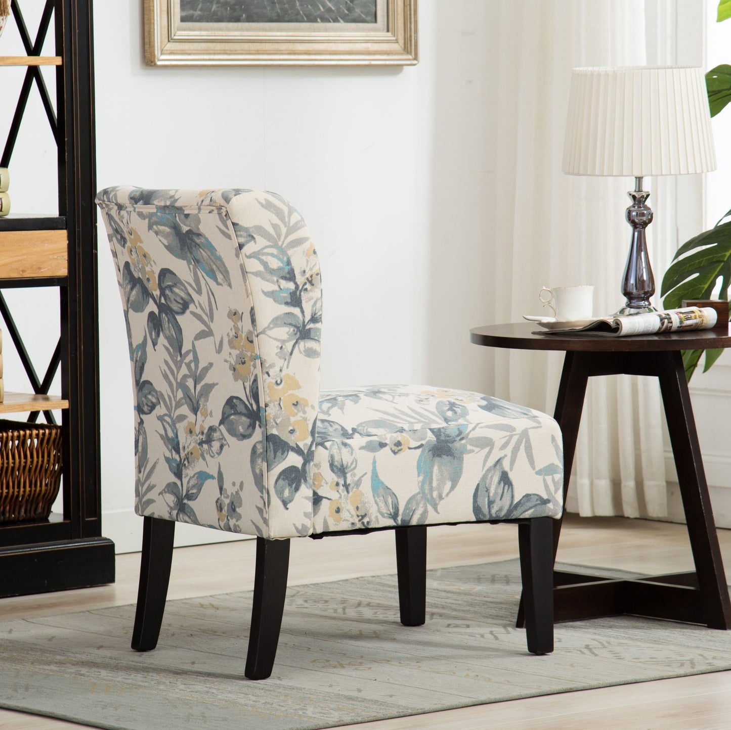 Capa Print Fabric Armless Contemporary Accent Chair