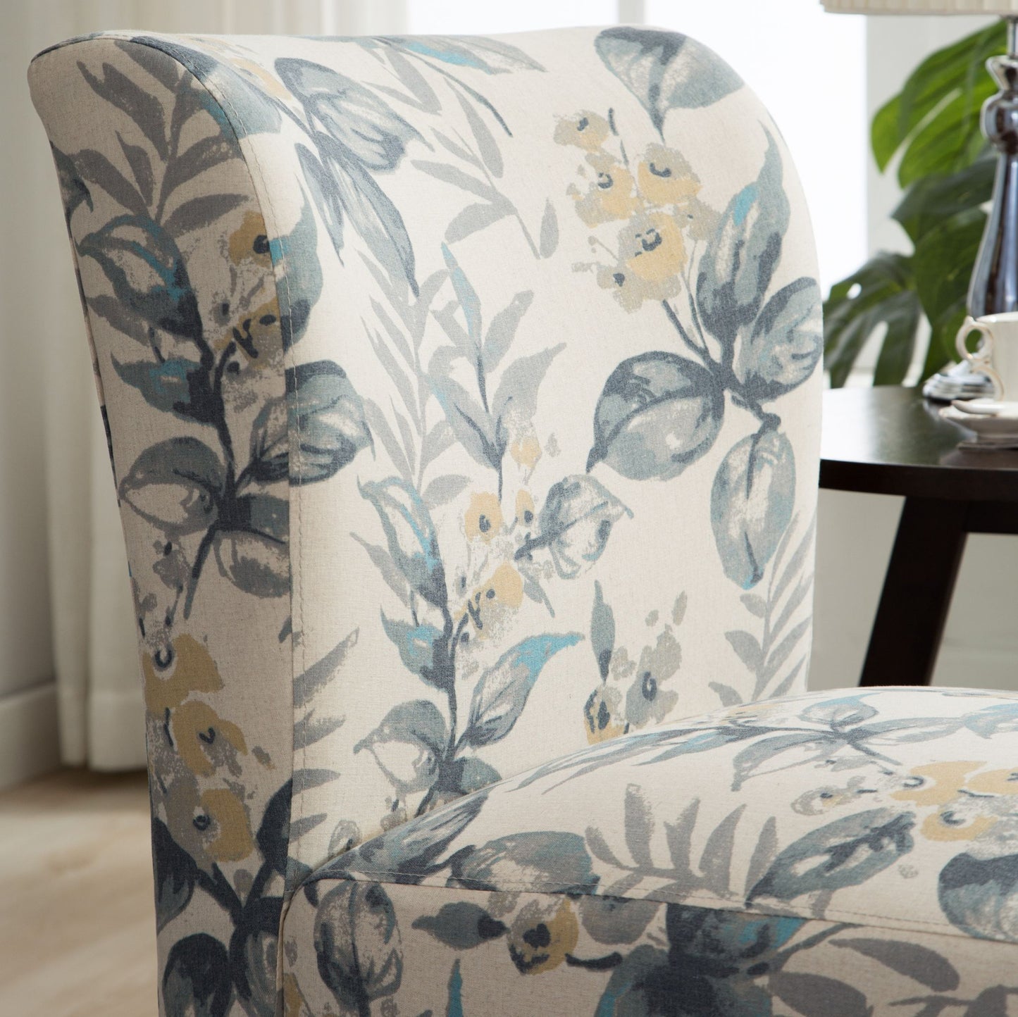 Capa Print Fabric Armless Contemporary Accent Chair