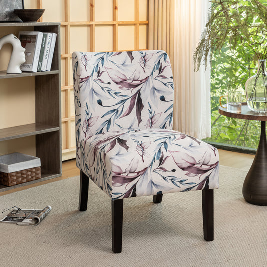 Capa Purple Floral Print Fabric Armless Contemporary Accent Chair