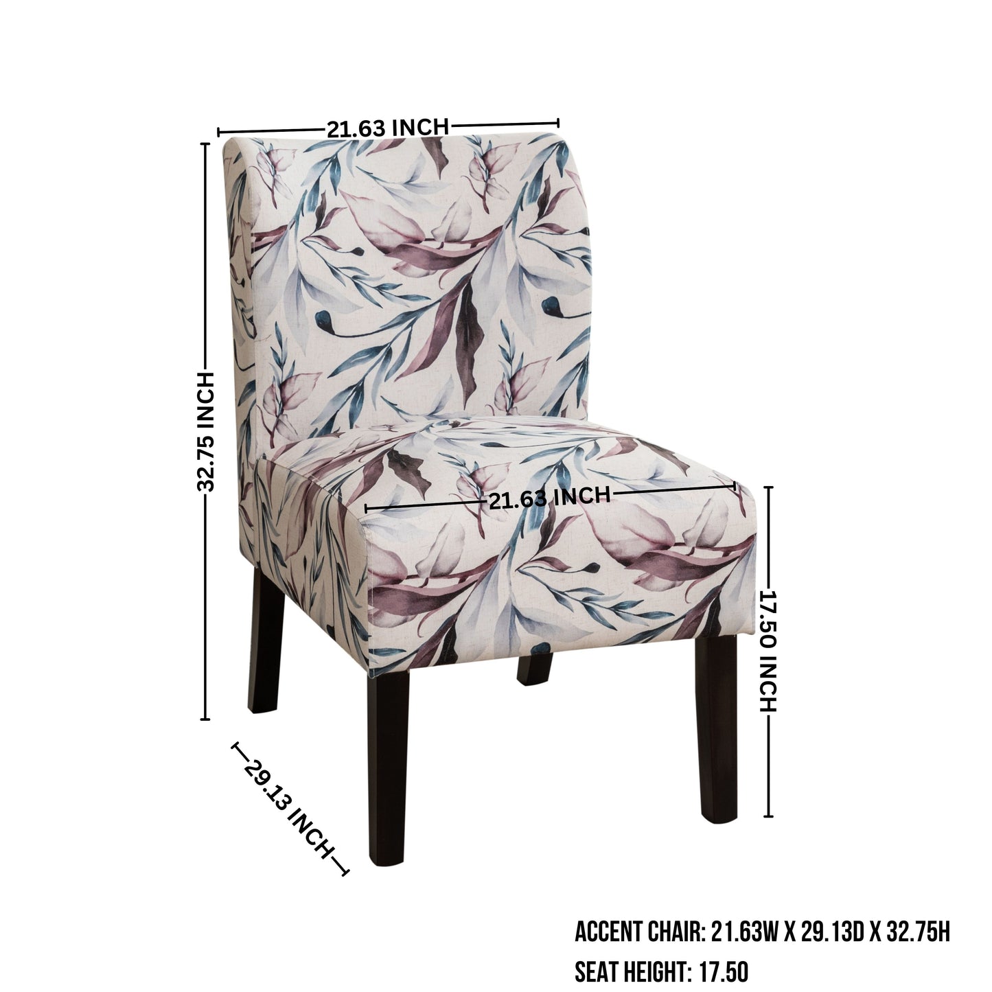 Capa Print Fabric Armless Contemporary Accent Chair