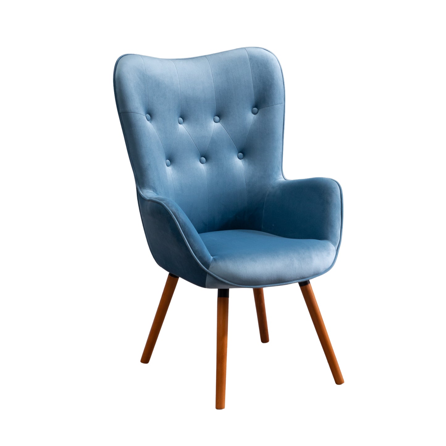 Doarnin Contemporary Silky Velvet Tufted Button Back Accent Chair, Blue