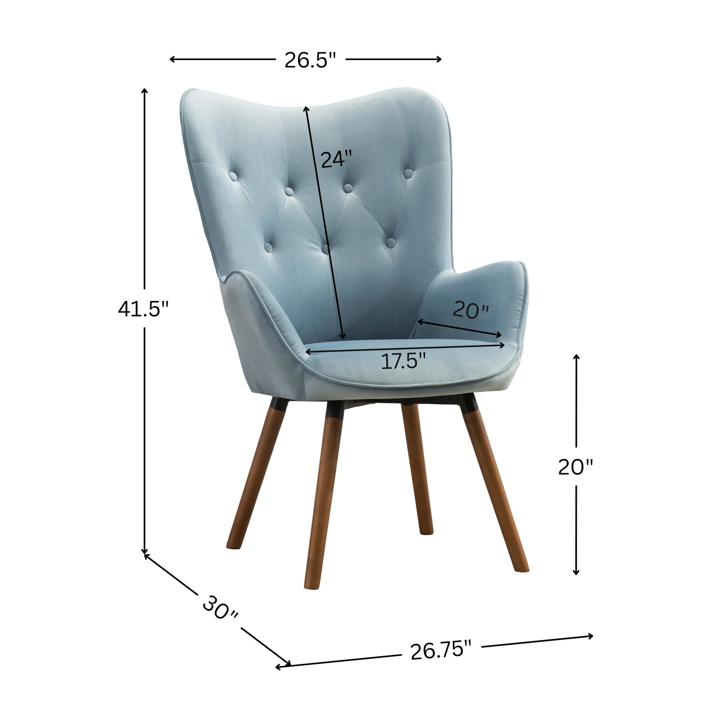 Doarnin Contemporary Silky Velvet Tufted Button Back Accent Chair, Blue
