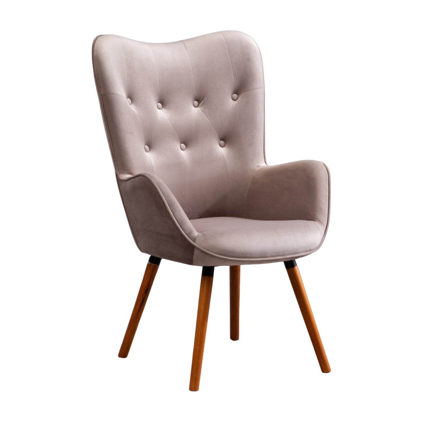 Doarnin Contemporary Silky Velvet Tufted Button Back Accent Chair, Taupe