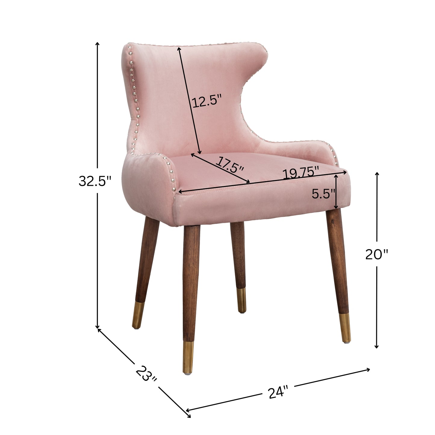 Lindale Contemporary Velvet Upholstered Nailhead Trim Accent Chair, Pink