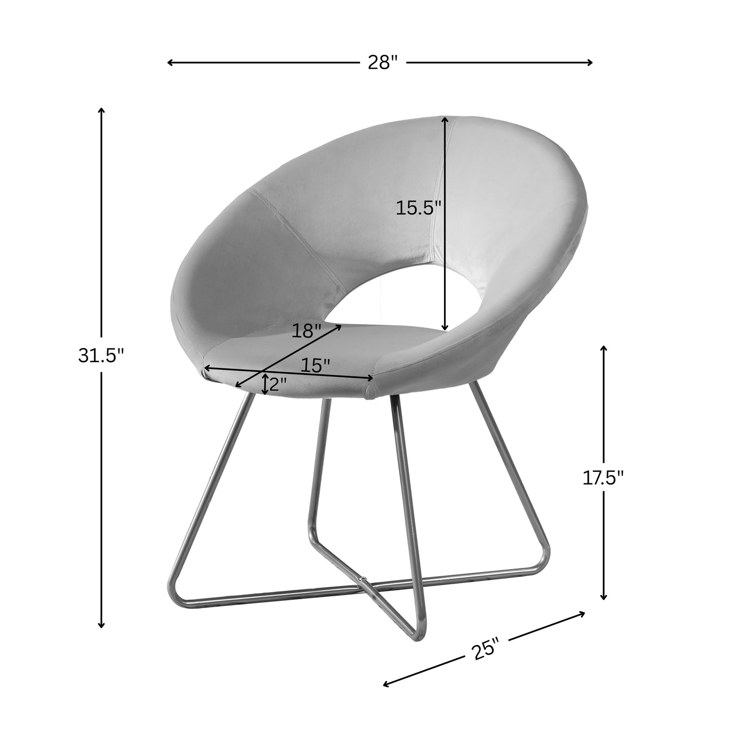 Slatina Gray Silky Velvet Upholstered Accent Chair with Gold Tone Finished Base