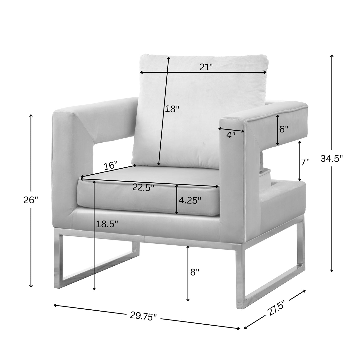 Lenola Contemporary Upholstered Accent Arm Chair, Blue