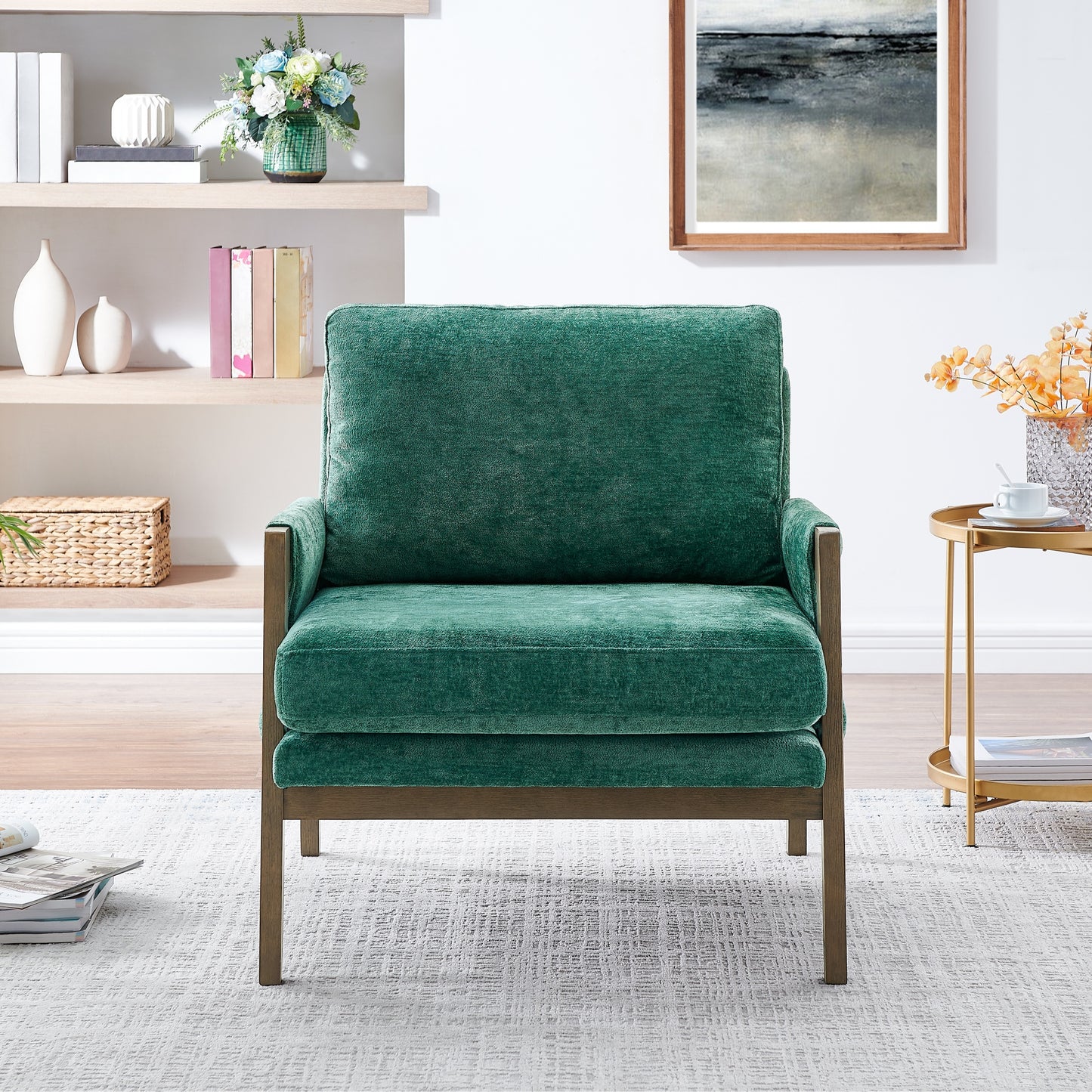 Roundhill Furniture Kelly Mid-Century Modern Velvet Accent Armchair