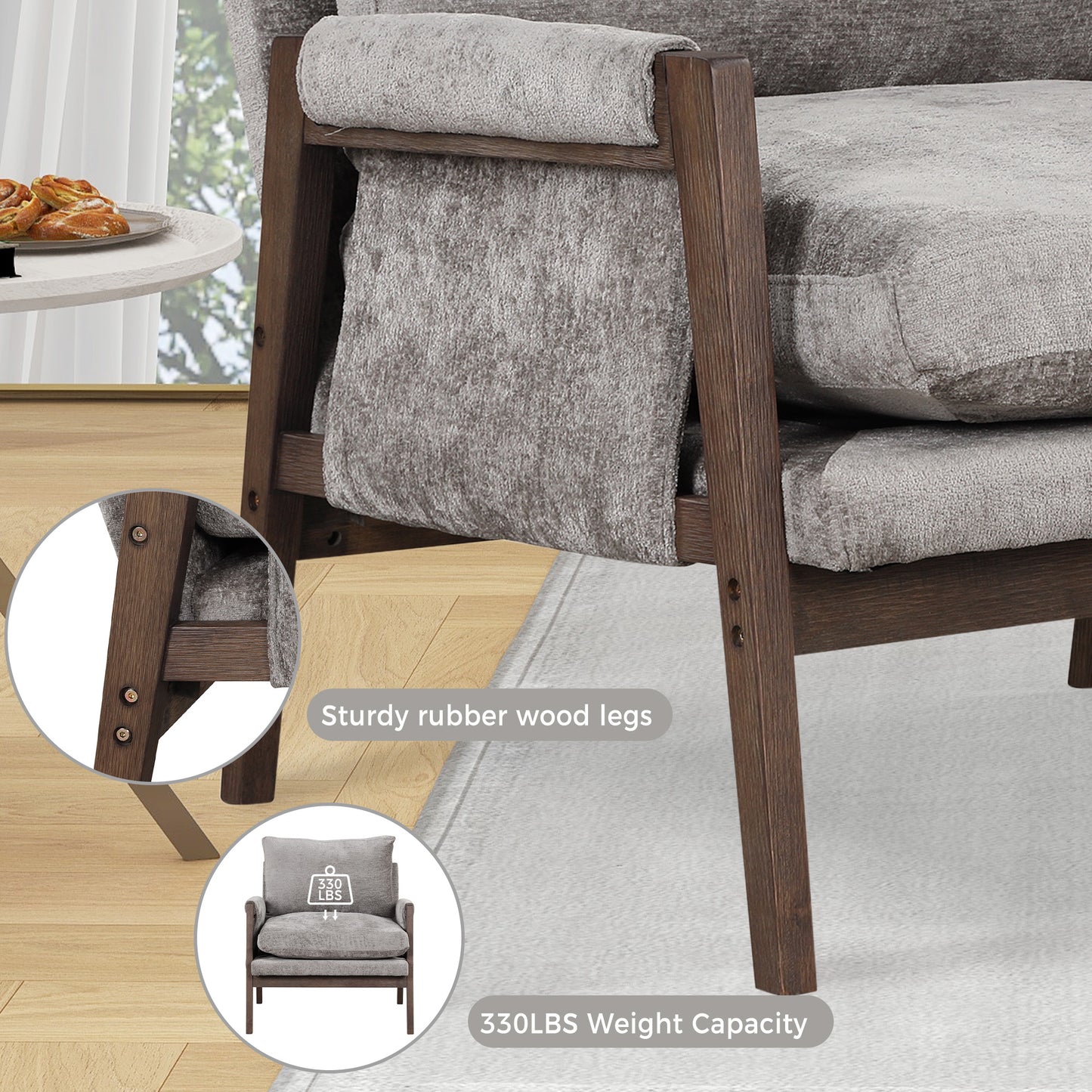 Roundhill Furniture Kelly Mid-Century Modern Velvet Accent Armchair