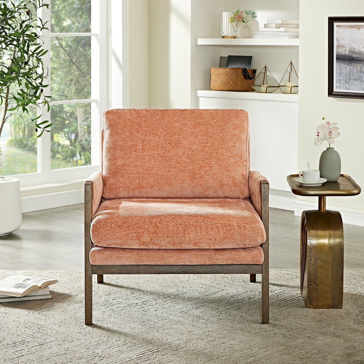 Roundhill Furniture Kelly Mid-Century Modern Velvet Accent Armchair