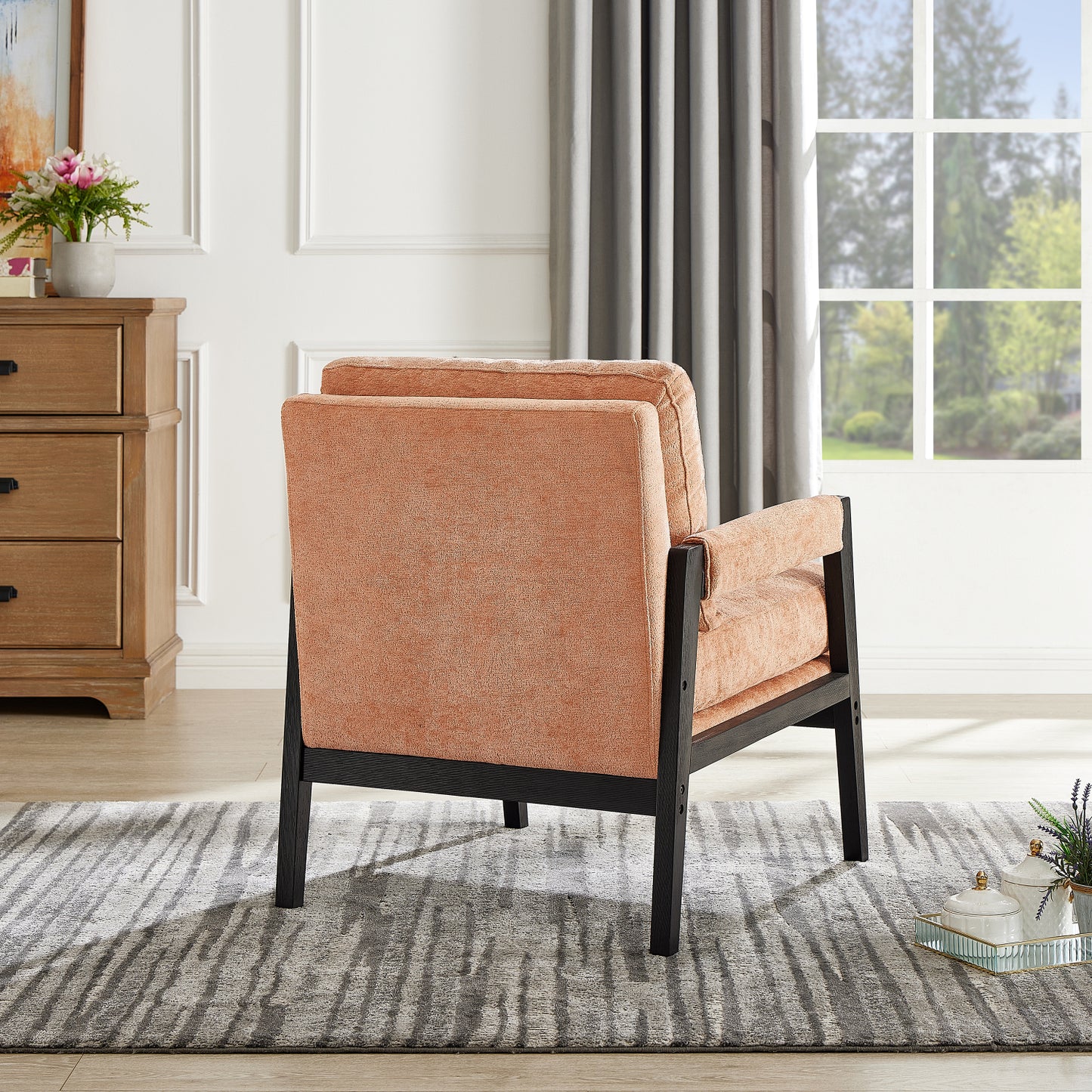 Roundhill Furniture Kelly Mid-Century Modern Chenille Upholstered Accent Armchair, Available in 5 Colors