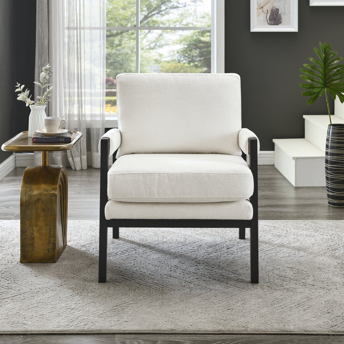 Roundhill Furniture Kelly Mid-Century Modern Chenille Upholstered Accent Armchair, Available in 5 Colors