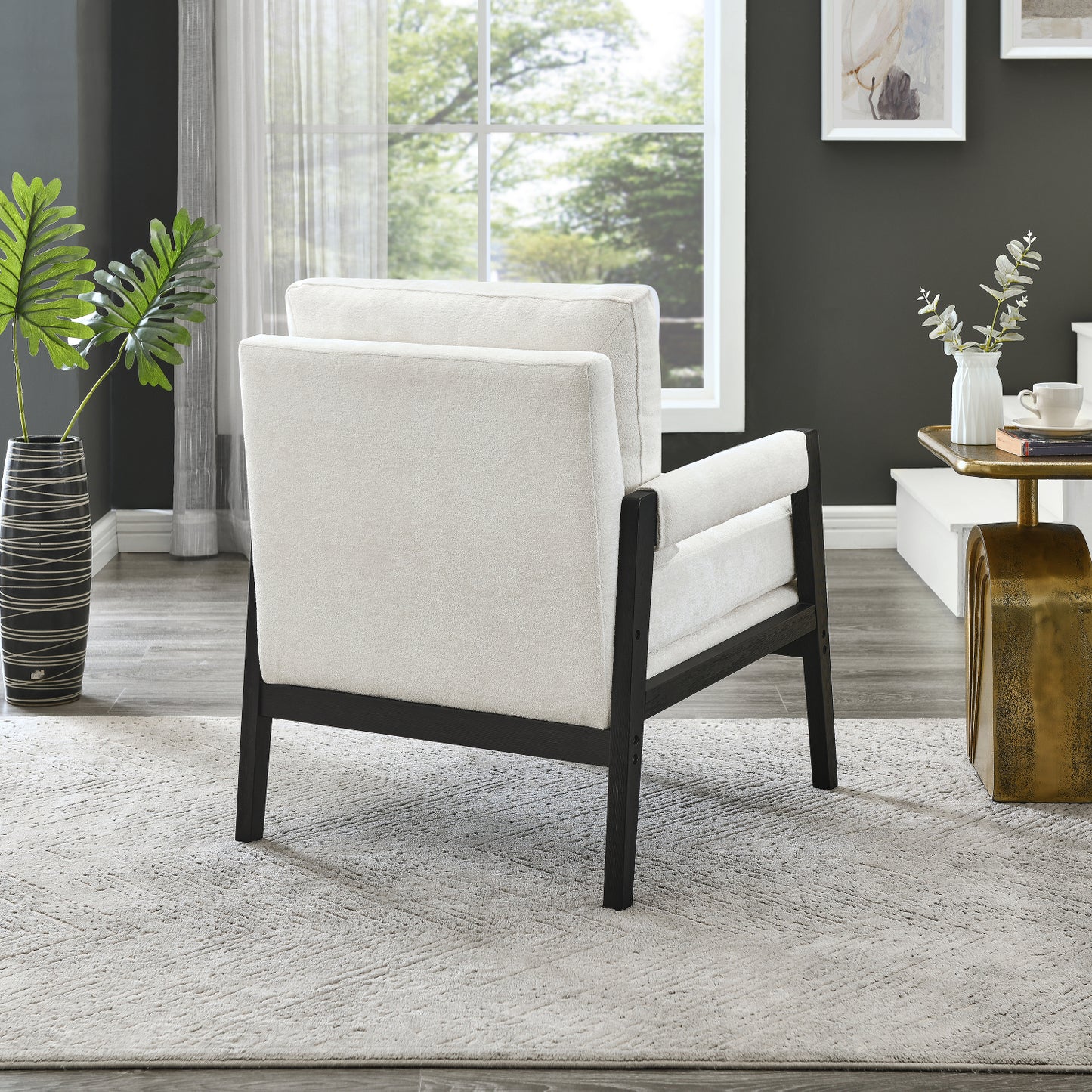 Roundhill Furniture Kelly Mid-Century Modern Chenille Upholstered Accent Armchair, Available in 5 Colors