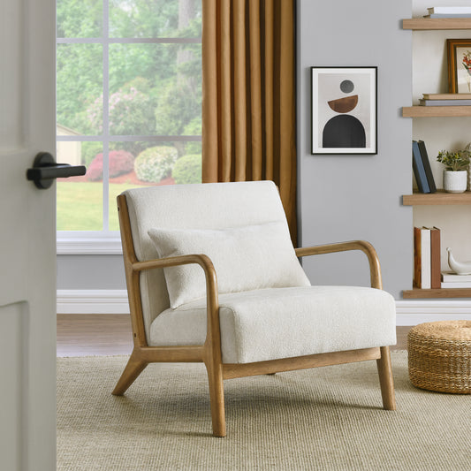 Roundhill Furniture Eterna Mid-Century Modern Style Accent Chair with Removable Lumbar Pillow