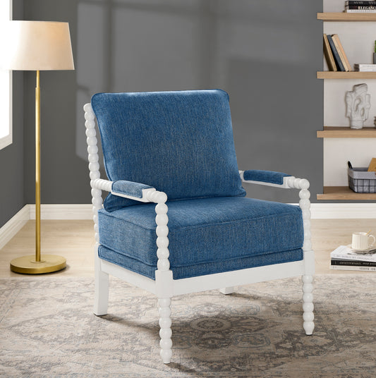 Roundhill Furniture Belvoir Upholstered Spool Accent Chair with Turned Wood Frame
