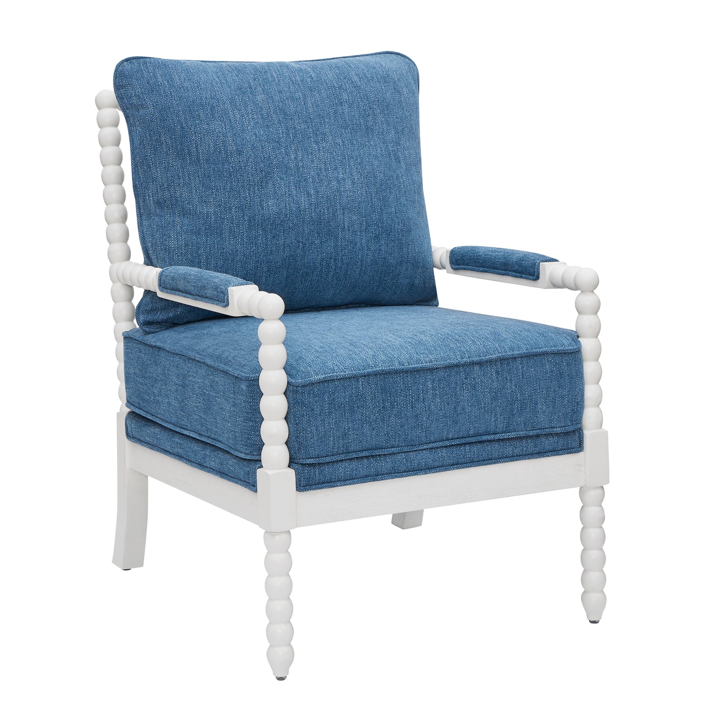 Roundhill Furniture Belvoir Upholstered Spool Accent Chair with Turned Wood Frame