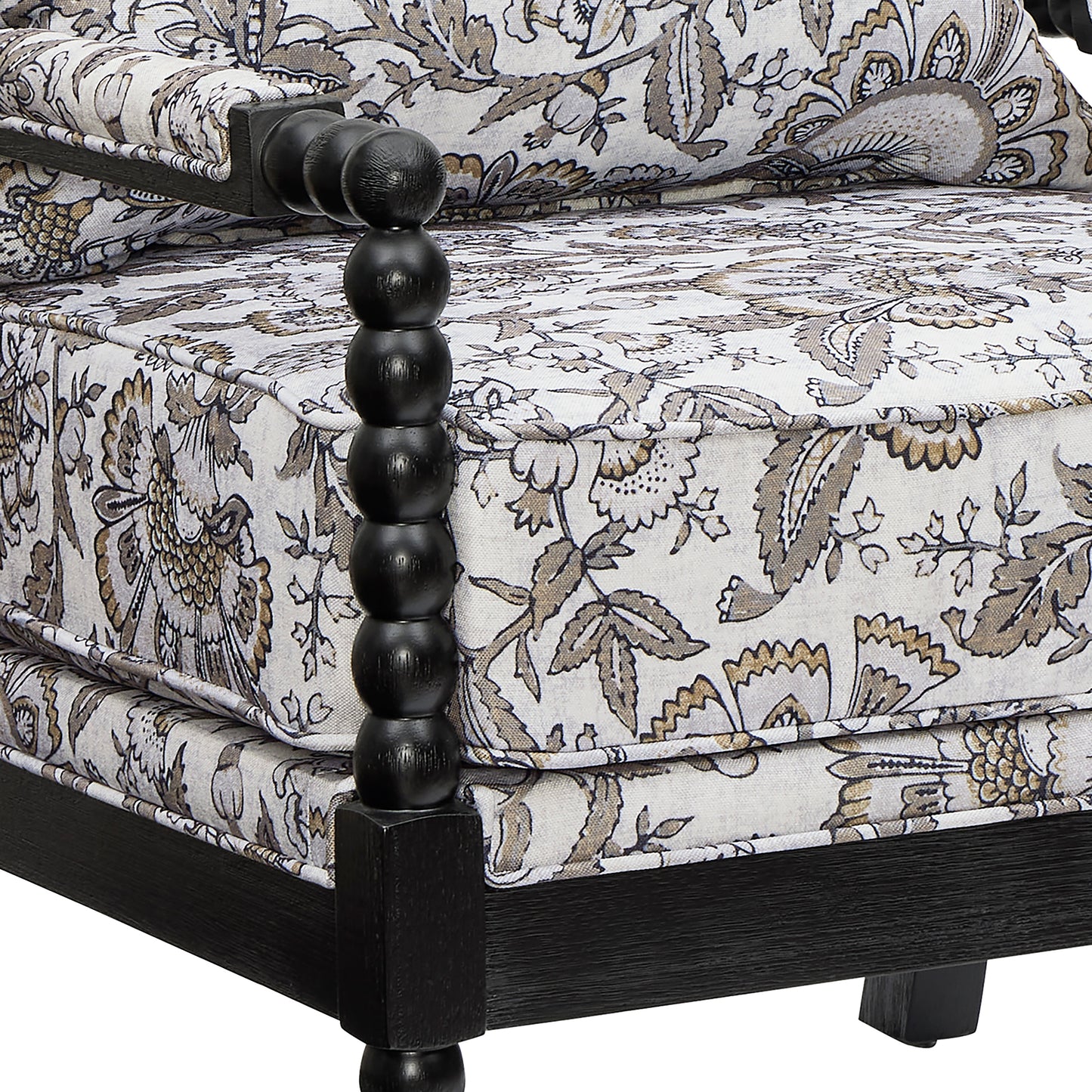 Roundhill Furniture Belvoir Upholstered Spool Accent Chair with Turned Wood Frame