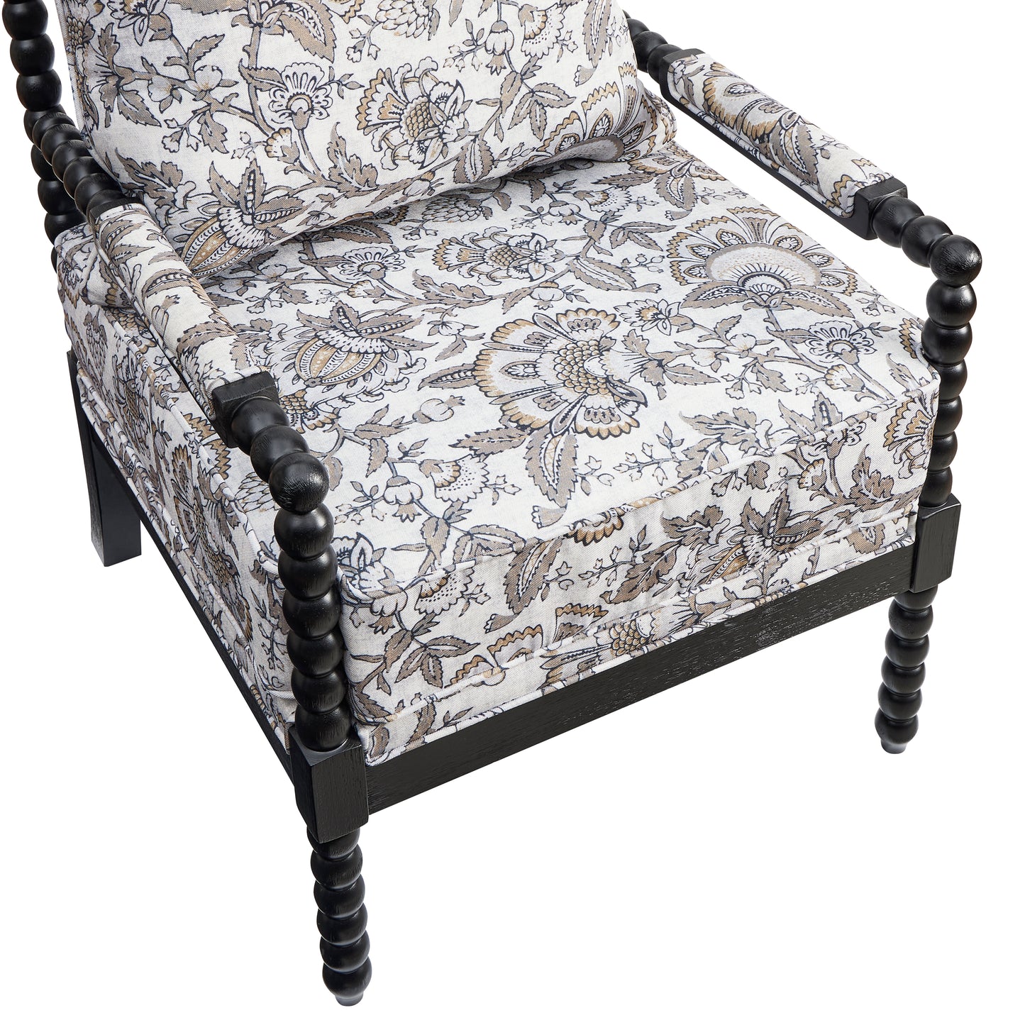 Roundhill Furniture Belvoir Upholstered Spool Accent Chair with Turned Wood Frame