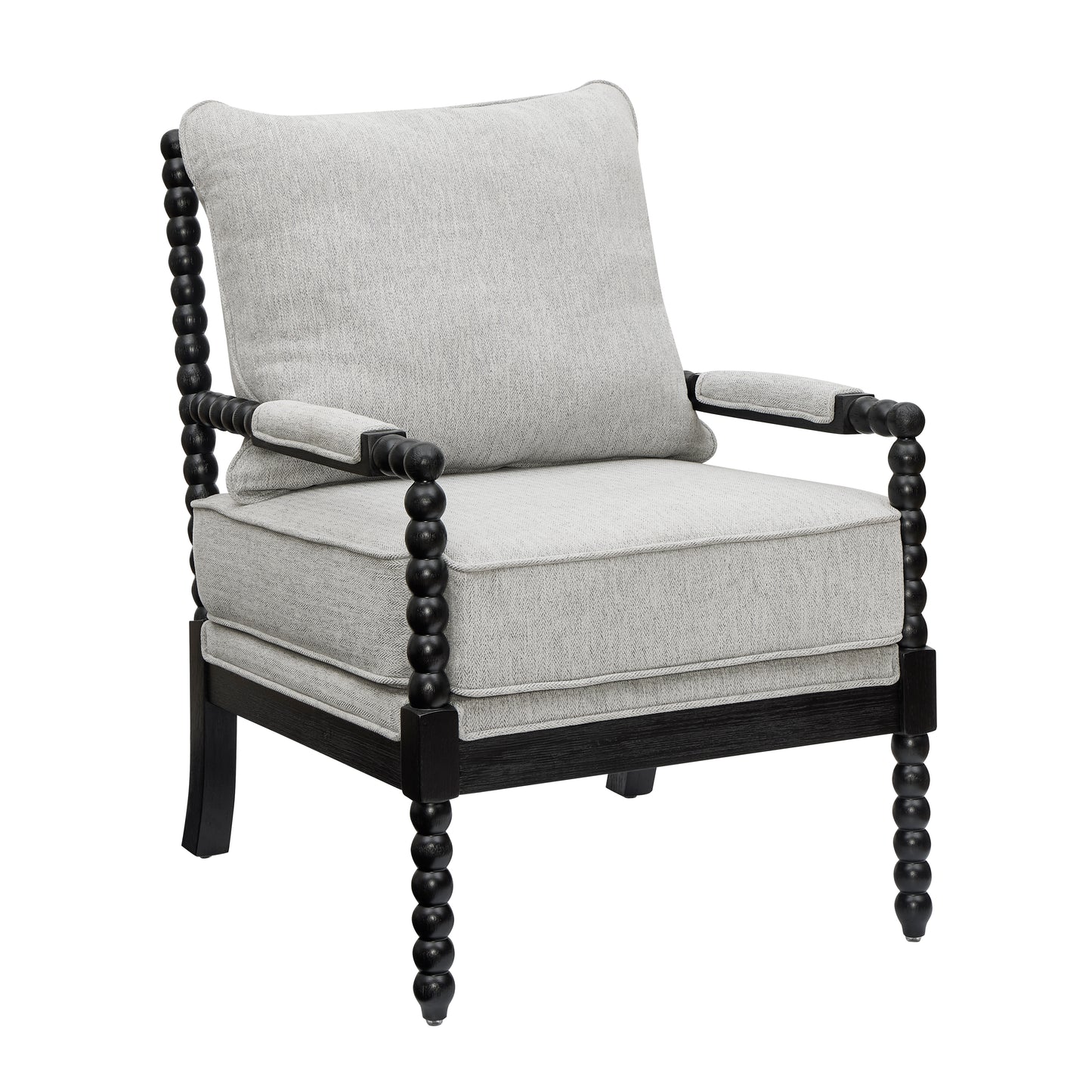 Roundhill Furniture Belvoir Upholstered Spool Accent Chair with Turned Wood Frame