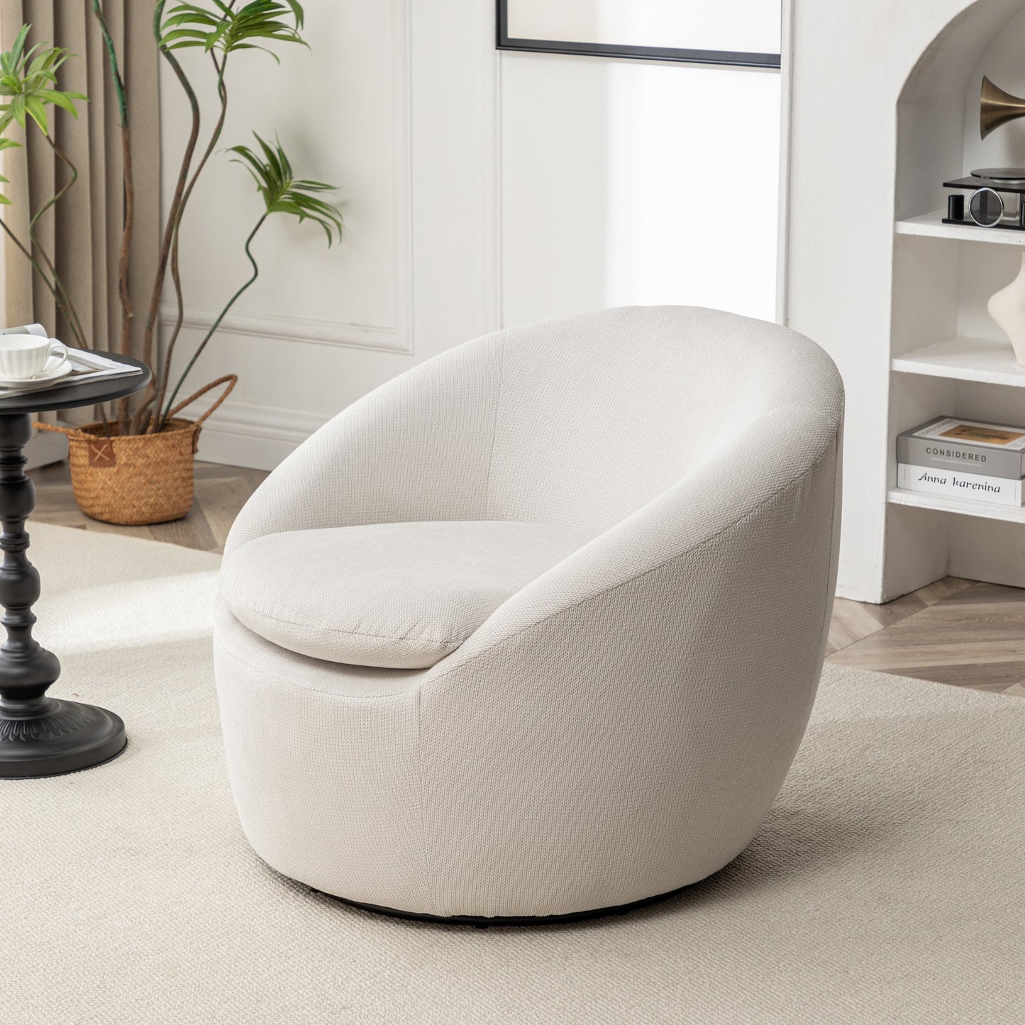 Roundhill Furniture Winnie Modern Barrel Chair, 360° Swivel