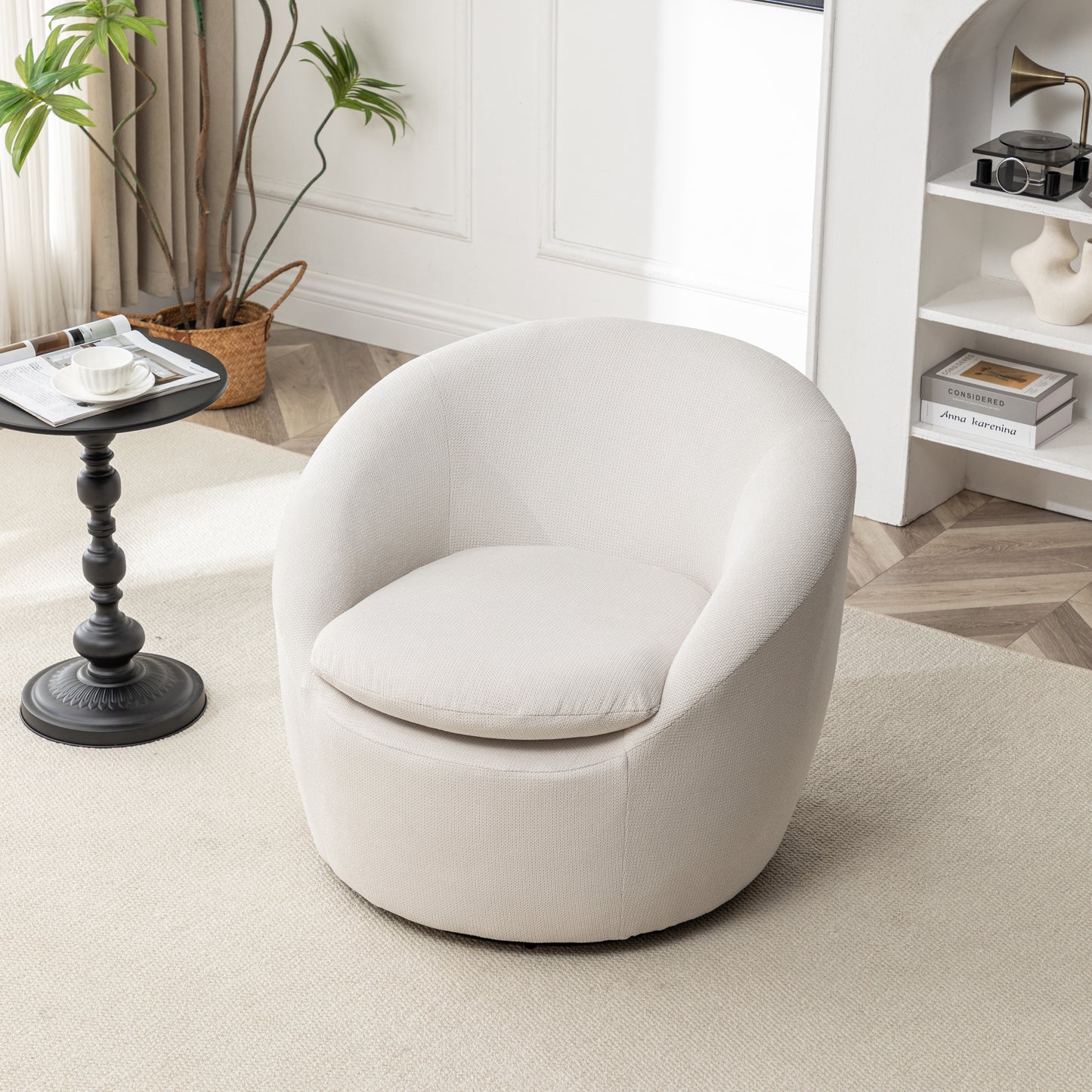 Roundhill Furniture Winnie Modern Barrel Chair, 360° Swivel