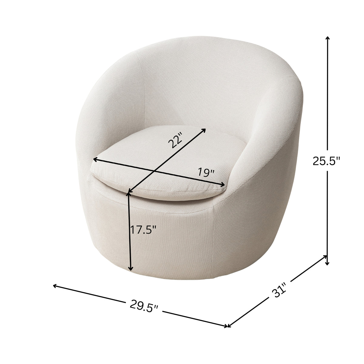 Roundhill Furniture Winnie Modern Barrel Chair, 360 Swivel