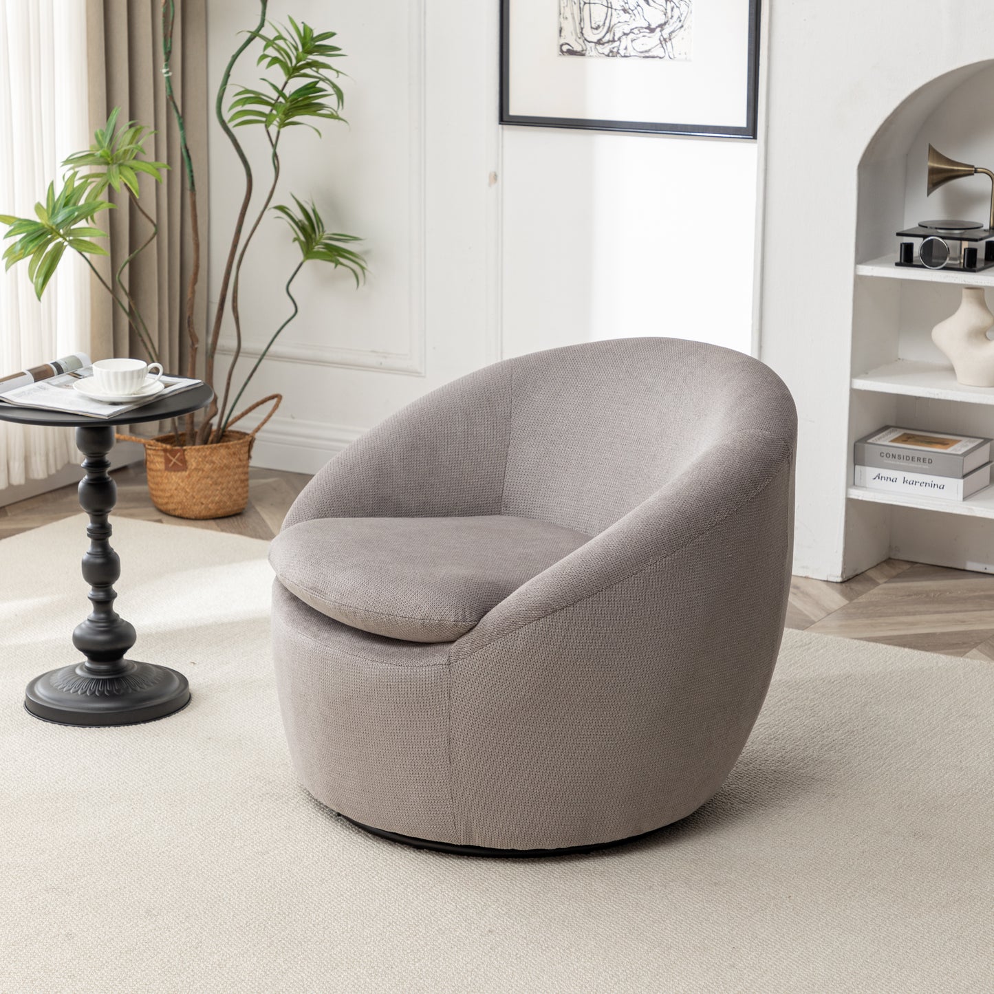 Roundhill Furniture Winnie Modern Barrel Chair, 360° Swivel